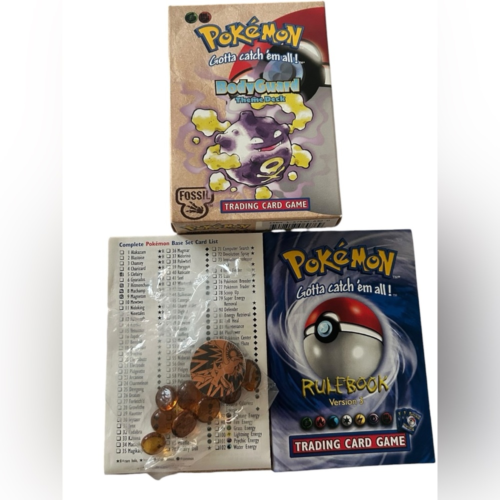 PokΓ©mon Fossil TCG 1999 Bodyguard Theme Deck β Book, Coin & Damage Counters Only